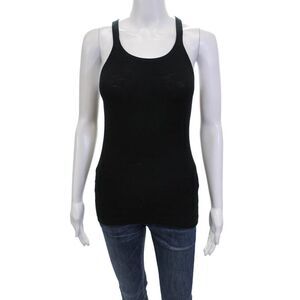 360 Sweater Womens Scoop Neck Lightweight Knit Tank Top Black Cotton Size Small